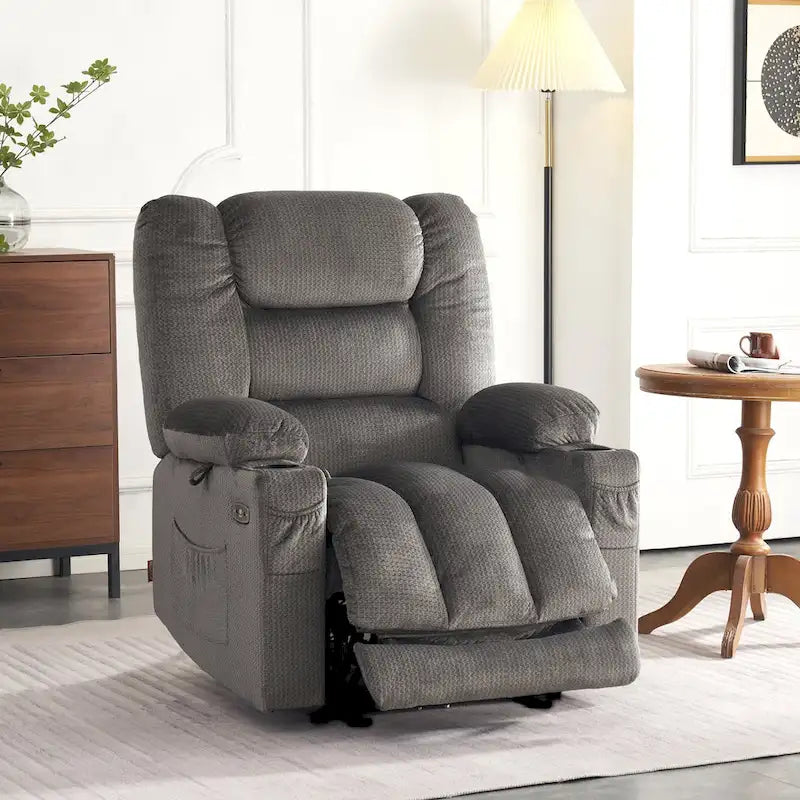 Fauteuil Inclinable Électrique MCombo avec Chaleur et Massage, Tissu 6079/PR670