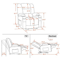 Fauteuil Inclinable Électrique MCombo avec Chaleur et Massage, Tissu 6079/PR670