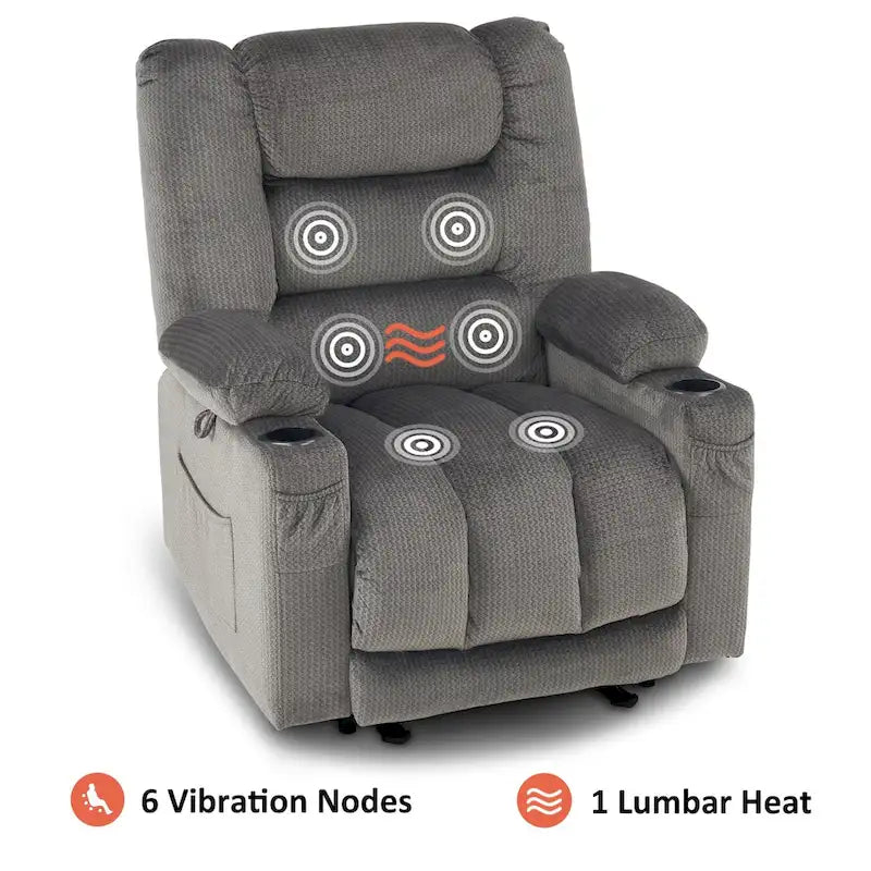 Fauteuil Inclinable Électrique MCombo avec Chaleur et Massage, Tissu 6079/PR670