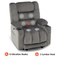 Fauteuil Inclinable Électrique MCombo avec Chaleur et Massage, Tissu 6079/PR670