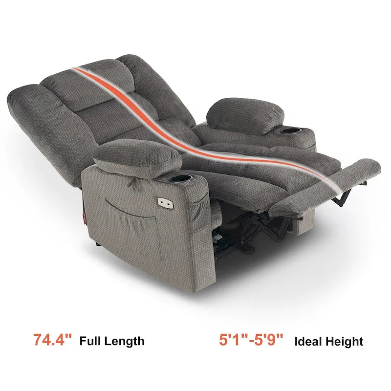 Fauteuil Inclinable Électrique MCombo avec Chaleur et Massage, Tissu 6079/PR670