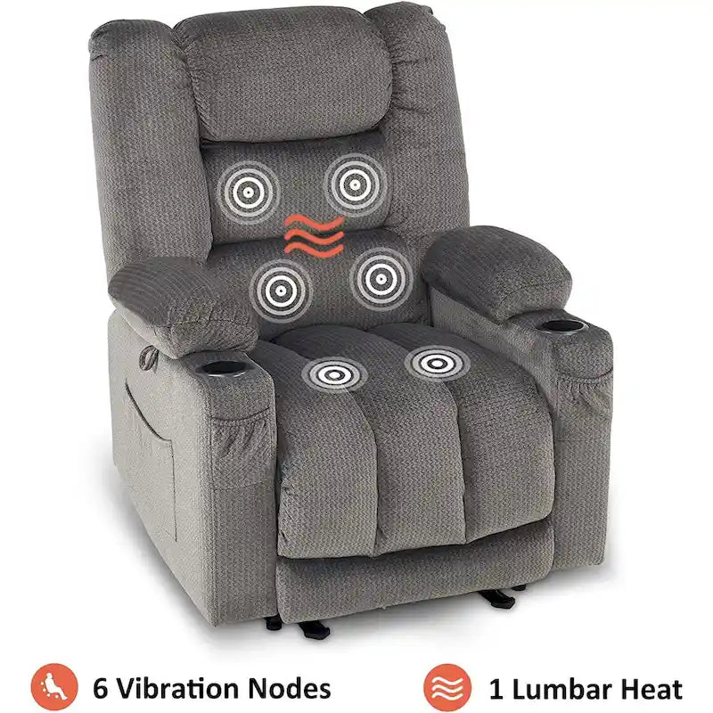 Fauteuil Inclinable Électrique MCombo avec Chaleur et Massage, Tissu 6079/PR670