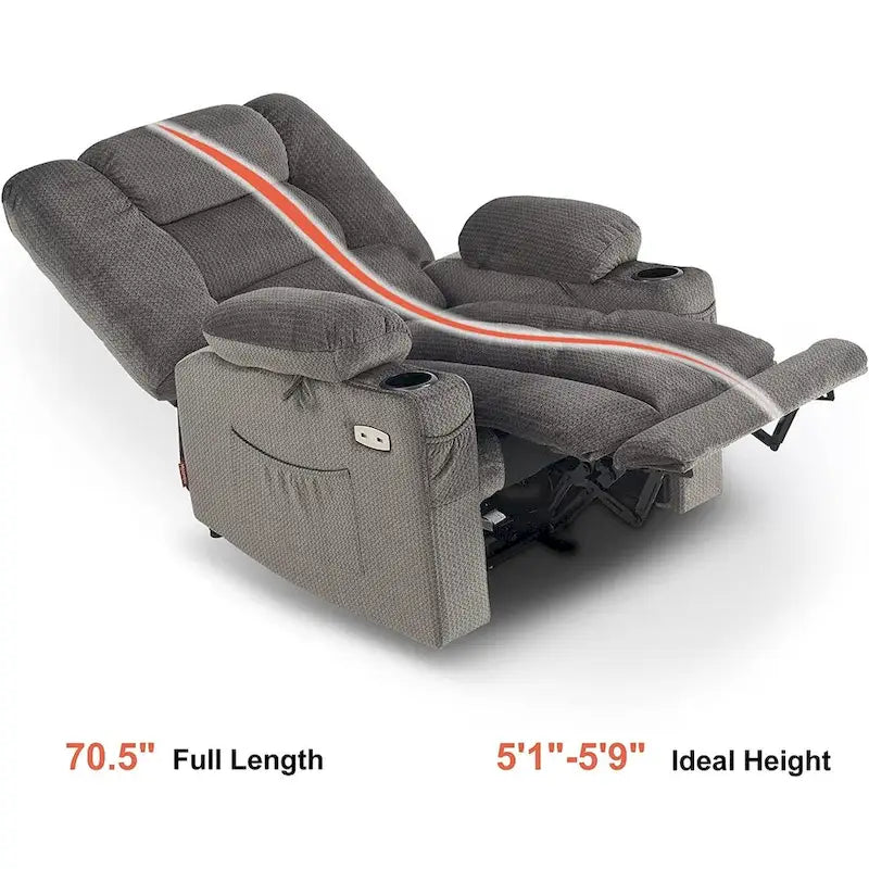 Fauteuil Inclinable Électrique MCombo avec Chaleur et Massage, Tissu 6079/PR670