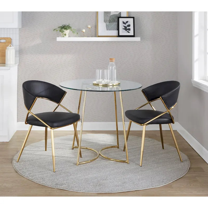 Chaise de salle à manger tapissée Tatyana Gold Silver Orchid (lot de 2)