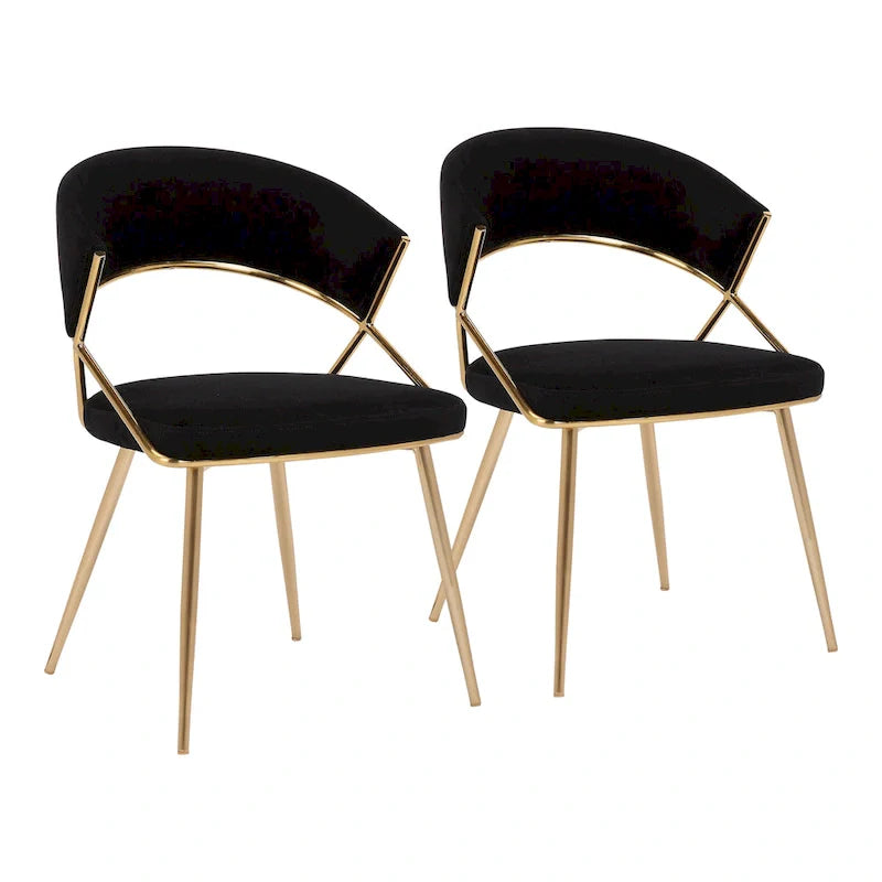 Chaise de salle à manger tapissée Tatyana Gold Silver Orchid (lot de 2)