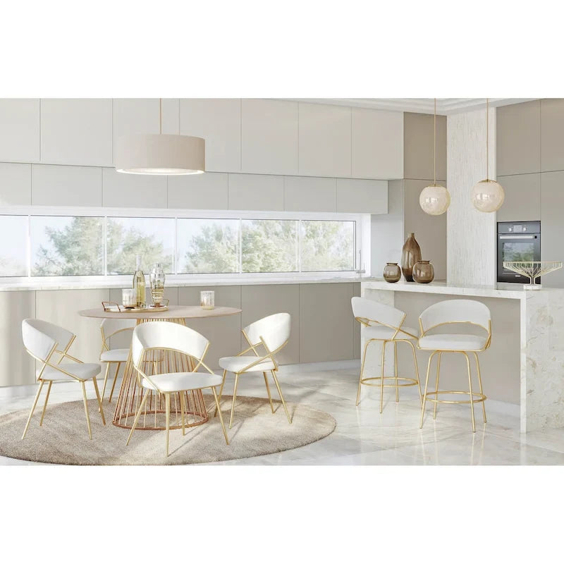 Chaise de salle à manger tapissée Tatyana Gold Silver Orchid (lot de 2)