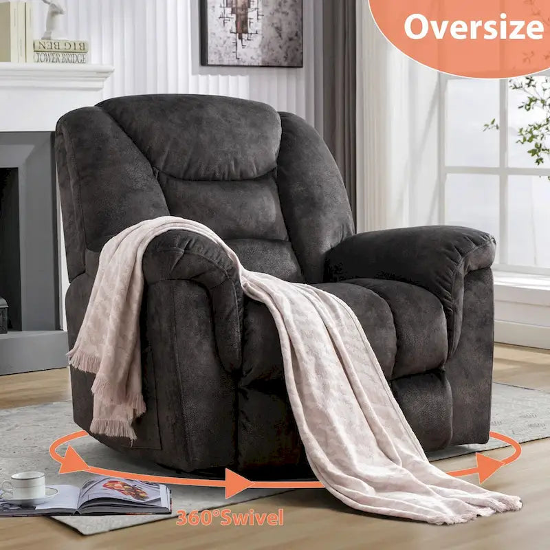 Fauteuil Inclinable à Bascule Surdimensionné Manuel Pivotant 360° pour Salon