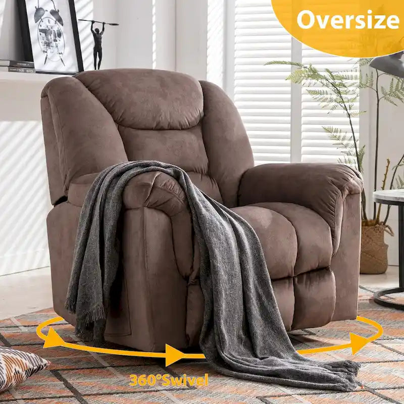 Fauteuil Inclinable à Bascule Surdimensionné Manuel Pivotant 360° pour Salon