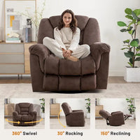 Fauteuil Inclinable à Bascule Surdimensionné Manuel Pivotant 360° pour Salon