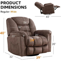 Fauteuil Inclinable à Bascule Surdimensionné Manuel Pivotant 360° pour Salon