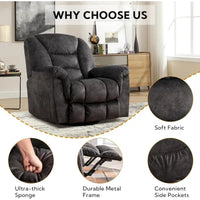 Fauteuil Inclinable à Bascule Surdimensionné Manuel Pivotant 360° pour Salon