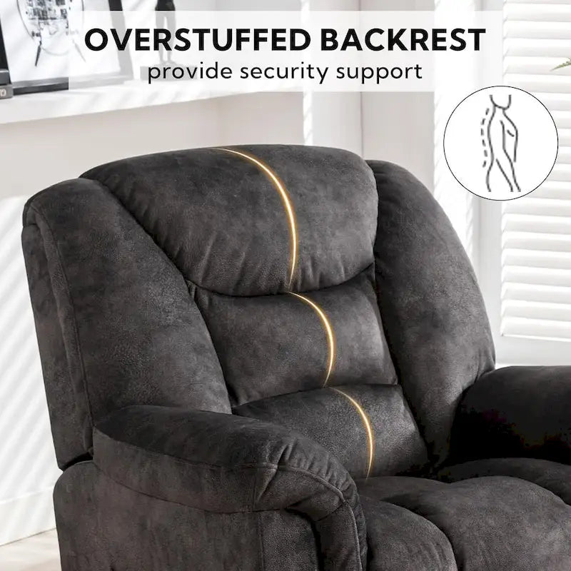 Fauteuil Inclinable à Bascule Surdimensionné Manuel Pivotant 360° pour Salon
