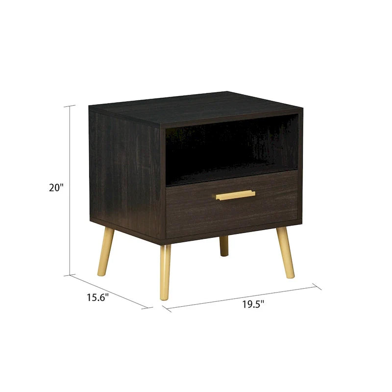 Table de chevet à un tiroir avec une étagère ouverte