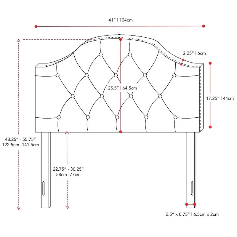 CorLiving Calera Tête de lit à panneau arqué en tissu capitonné diamant - Twin