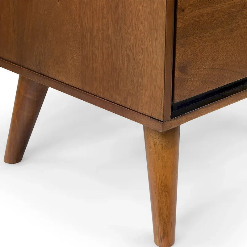 Ensemble de chambre plateforme Fopp milieu de siècle moderne en chêne, 2 pièces, par Furniture of America