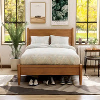 Ensemble de chambre plateforme Fopp milieu de siècle moderne en chêne, 2 pièces, par Furniture of America