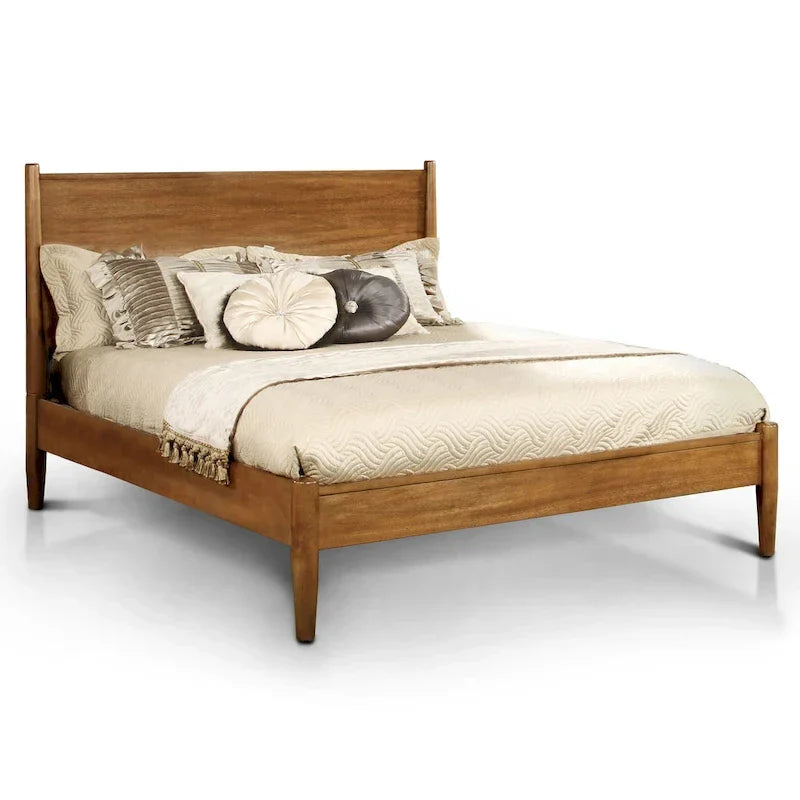 Ensemble de chambre plateforme Fopp milieu de siècle moderne en chêne, 2 pièces, par Furniture of America