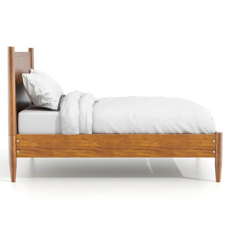 Ensemble de chambre plateforme Fopp milieu de siècle moderne en chêne, 2 pièces, par Furniture of America