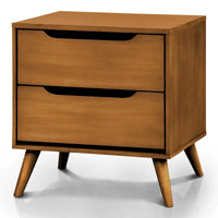 Ensemble de chambre plateforme Fopp milieu de siècle moderne en chêne, 2 pièces, par Furniture of America