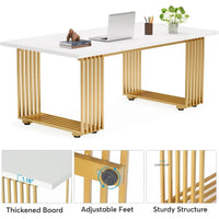 Bureau de direction moderne 70.9 pouces avec pieds en métal doré