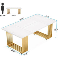Bureau de direction moderne 70.9 pouces avec pieds en métal doré