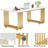 Bureau de direction moderne 70.9 pouces avec pieds en métal doré