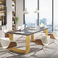 Bureau de direction moderne 70.9 pouces avec pieds en métal doré