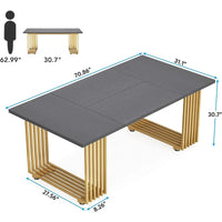 Bureau de direction moderne 70.9 pouces avec pieds en métal doré