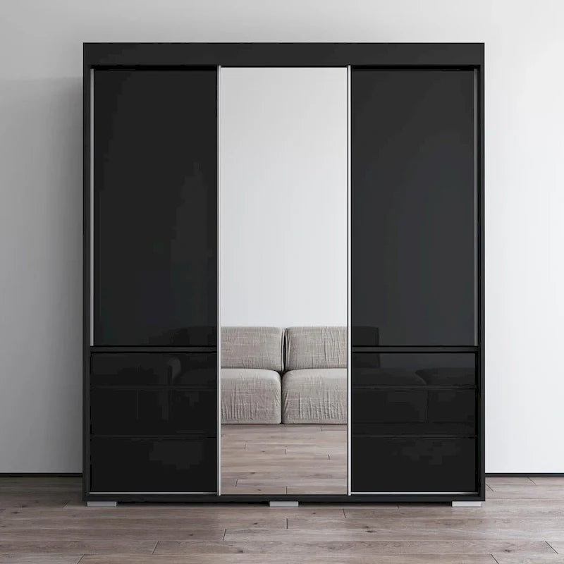 Armoire moderne 3 portes Monaco 71 pouces avec miroir