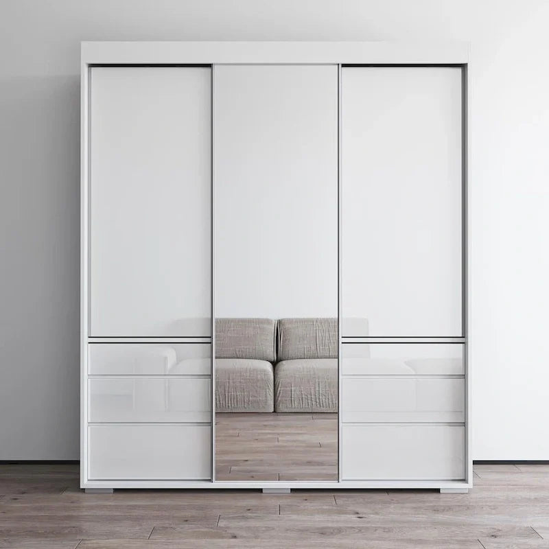Armoire moderne 3 portes Monaco 71 pouces avec miroir
