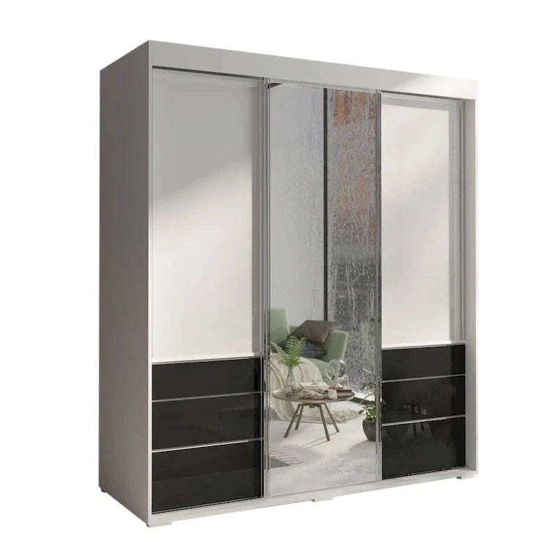Armoire moderne 3 portes Monaco 71 pouces avec miroir
