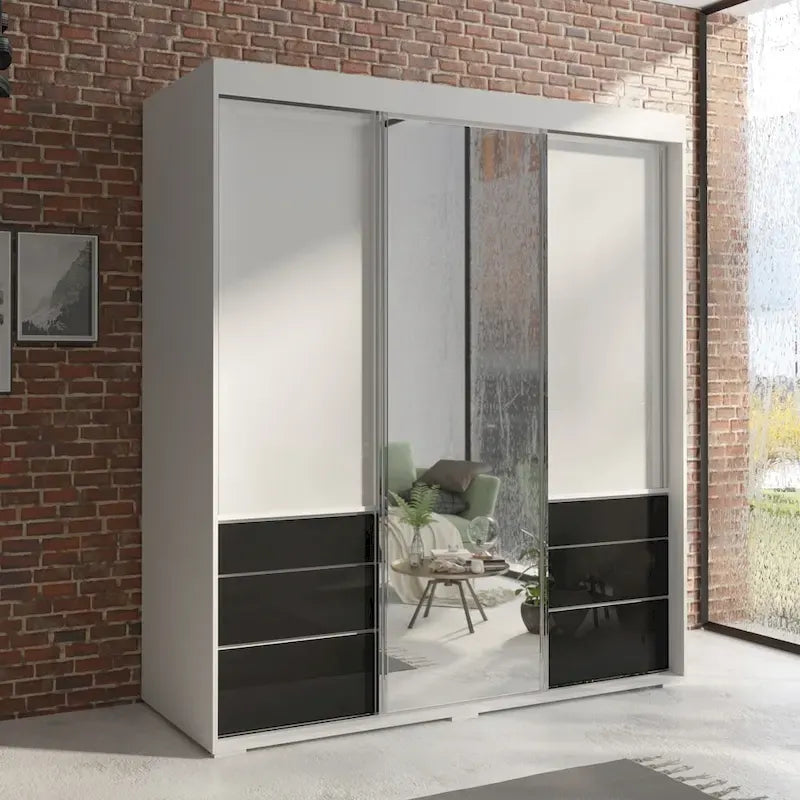 Armoire moderne 3 portes Monaco 71 pouces avec miroir