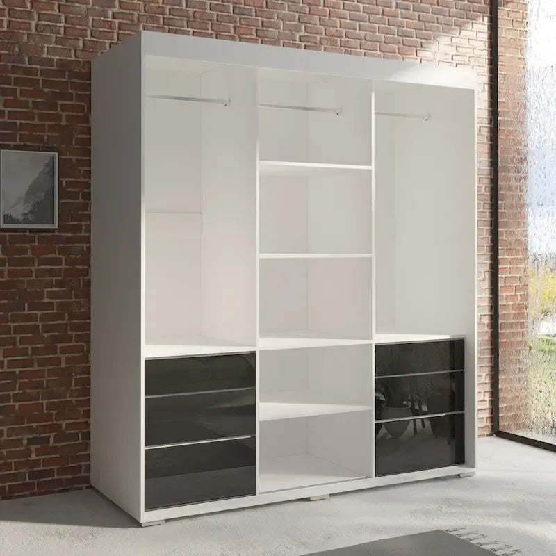 Armoire moderne 3 portes Monaco 71 pouces avec miroir