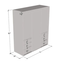 Armoire moderne 3 portes Monaco 71 pouces avec miroir