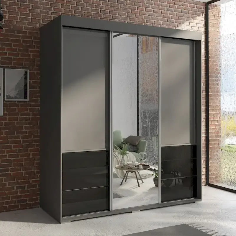 Armoire moderne 3 portes Monaco 71 pouces avec miroir