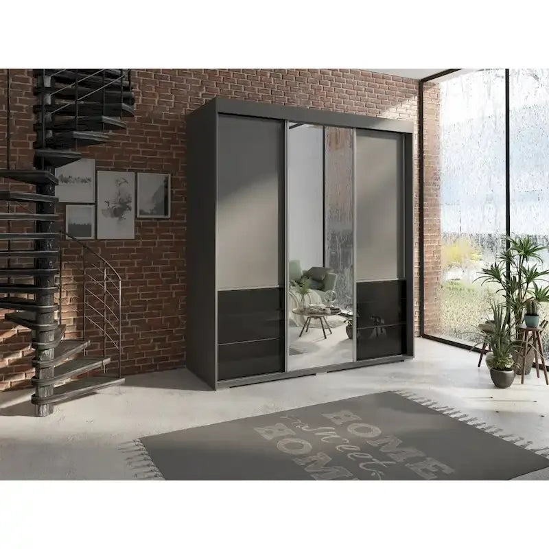 Armoire moderne 3 portes Monaco 71 pouces avec miroir