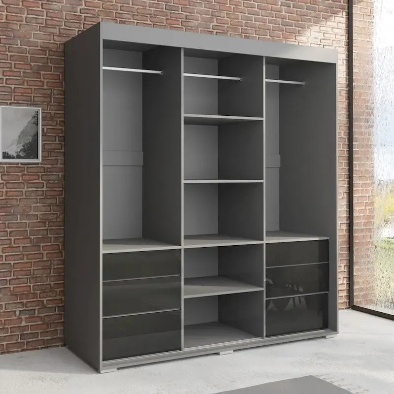 Armoire moderne 3 portes Monaco 71 pouces avec miroir