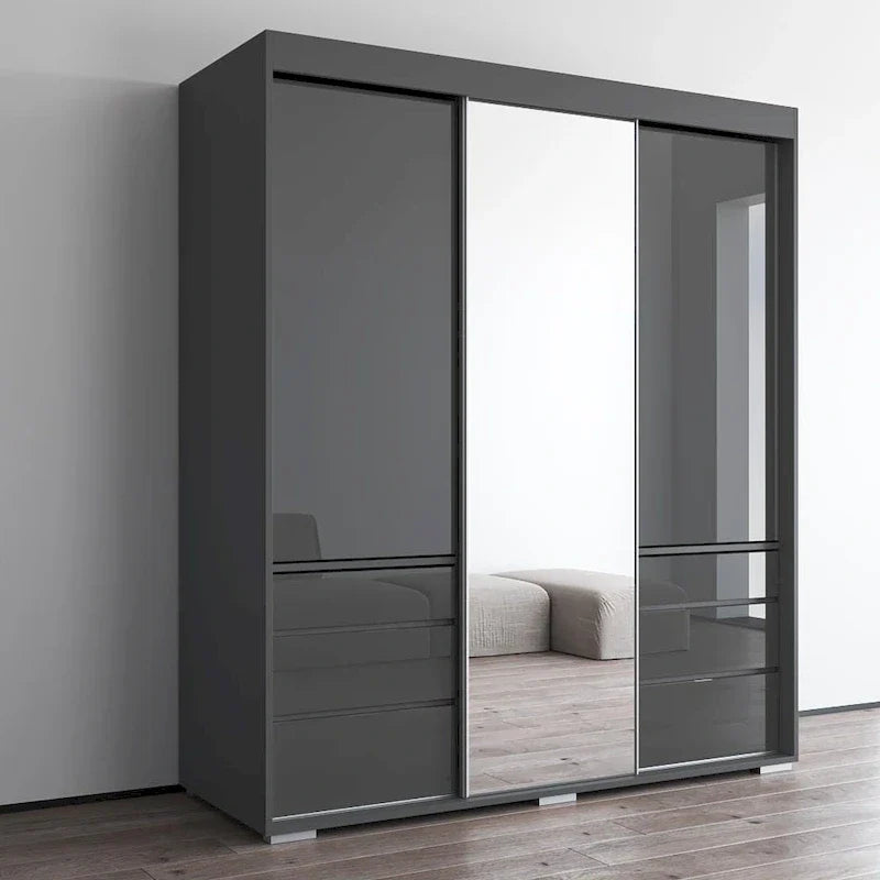 Armoire moderne 3 portes Monaco 71 pouces avec miroir
