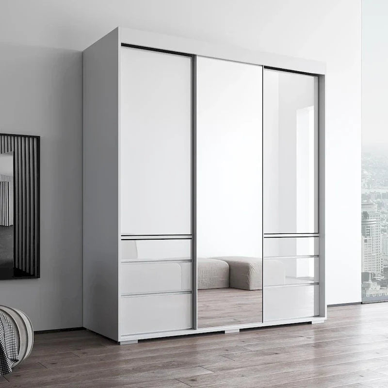 Armoire moderne 3 portes Monaco 71 pouces avec miroir