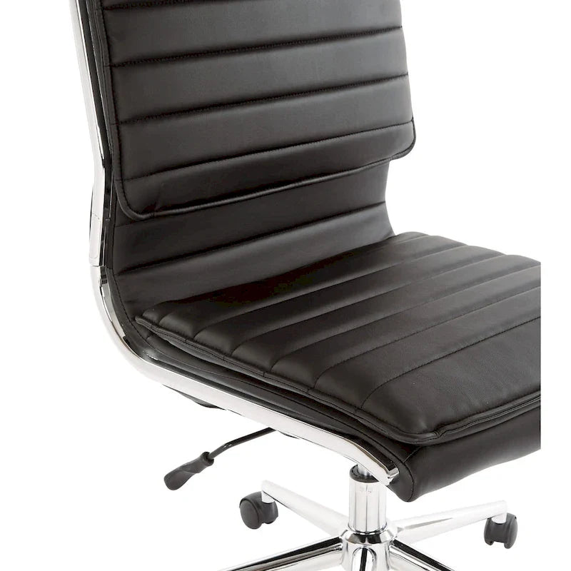 Chaise de manager professionnelle à dossier moyen sans accoudoirs en similicuir avec base chromée