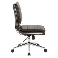 Chaise de manager professionnelle à dossier moyen sans accoudoirs en similicuir avec base chromée