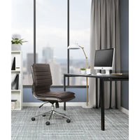 Chaise de manager professionnelle à dossier moyen sans accoudoirs en similicuir avec base chromée