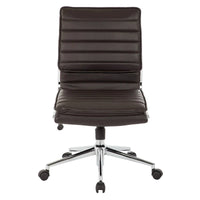 Chaise de manager professionnelle à dossier moyen sans accoudoirs en similicuir avec base chromée