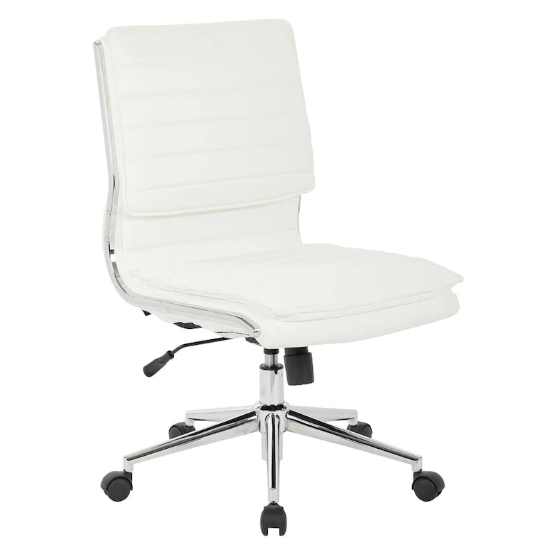 Chaise de manager professionnelle à dossier moyen sans accoudoirs en similicuir avec base chromée
