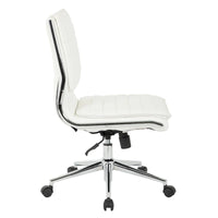 Chaise de manager professionnelle à dossier moyen sans accoudoirs en similicuir avec base chromée