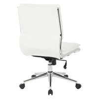 Chaise de manager professionnelle à dossier moyen sans accoudoirs en similicuir avec base chromée