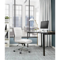 Chaise de manager professionnelle à dossier moyen sans accoudoirs en similicuir avec base chromée