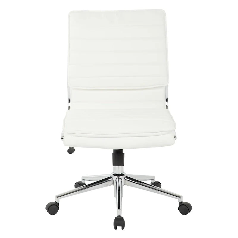 Chaise de manager professionnelle à dossier moyen sans accoudoirs en similicuir avec base chromée
