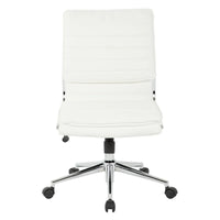 Chaise de manager professionnelle à dossier moyen sans accoudoirs en similicuir avec base chromée