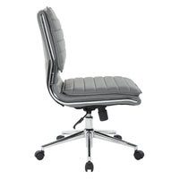Chaise de manager professionnelle à dossier moyen sans accoudoirs en similicuir avec base chromée
